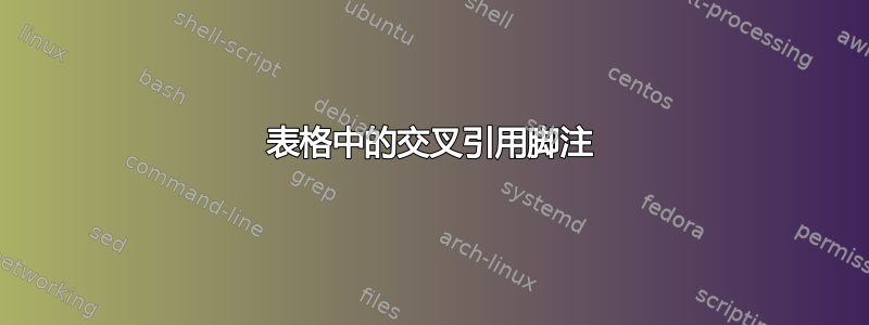 表格中的交叉引用脚注