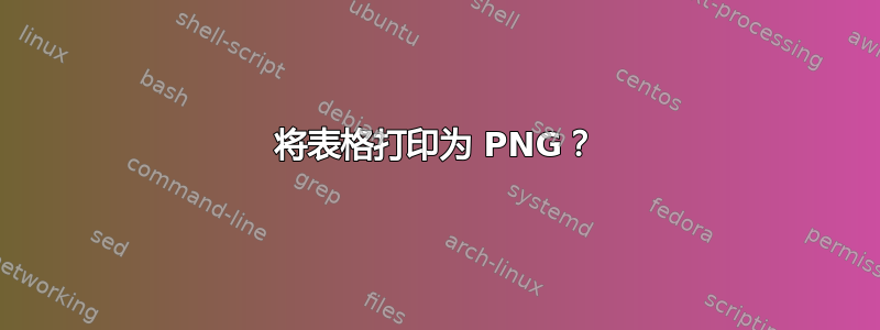 将表格打印为 PNG？