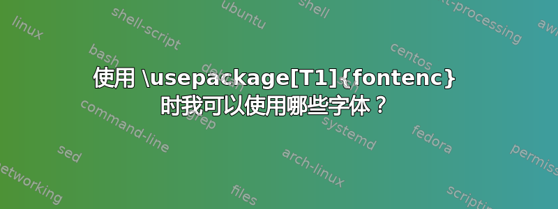 使用 \usepackage[T1]{fontenc} 时我可以使用哪些字体？