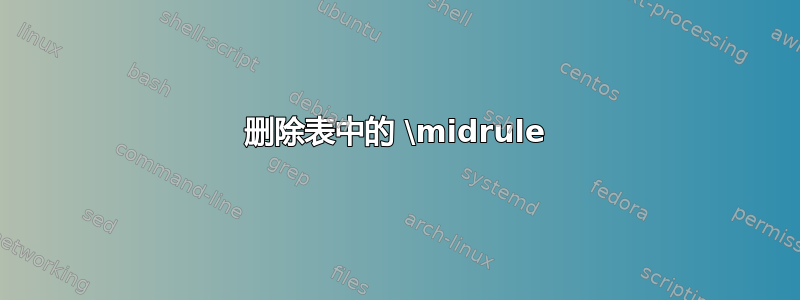 删除表中的 \midrule