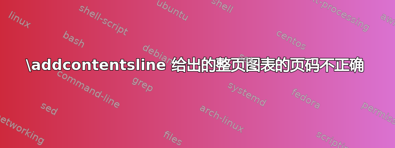 \addcontentsline 给出的整页图表的页码不正确