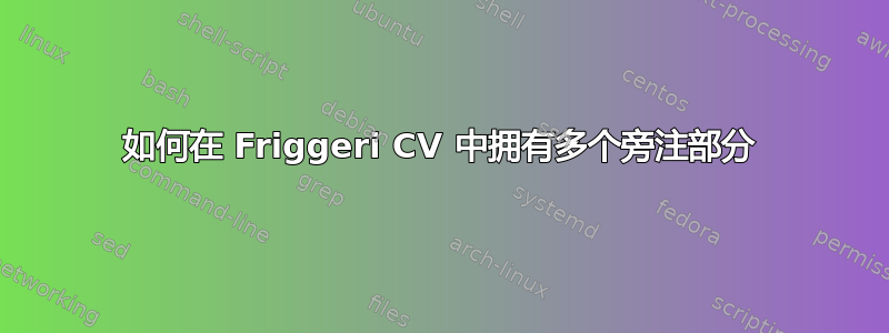 如何在 Friggeri CV 中拥有多个旁注部分