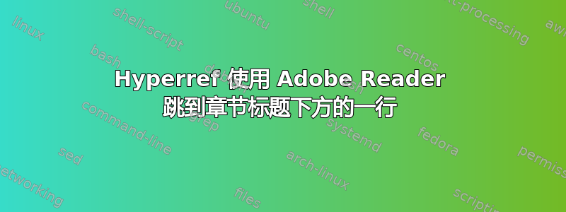 Hyperref 使用 Adob​​e Reader 跳到章节标题下方的一行