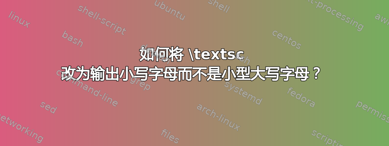 如何将 \textsc 改为输出小写字母而不是小型大写字母？