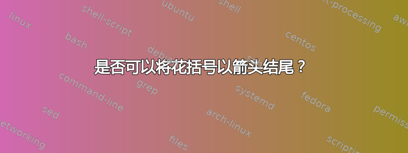 是否可以将花括号以箭头结尾？