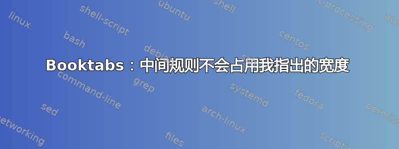 Booktabs：中间规则不会占用我指出的宽度