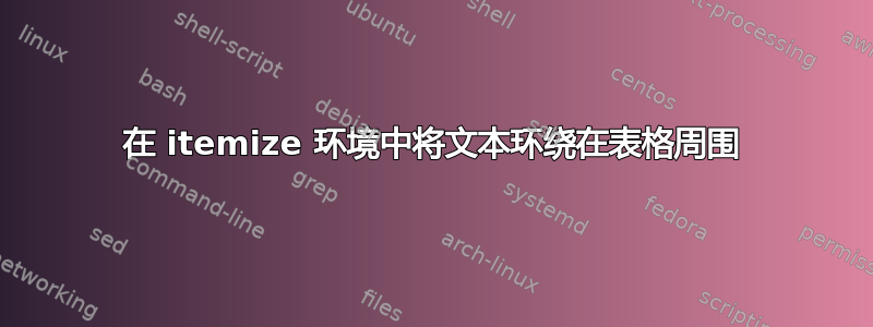 在 itemize 环境中将文本环绕在表格周围