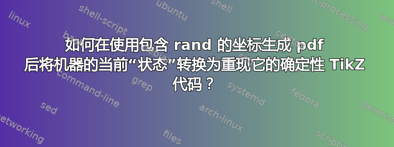 如何在使用包含 rand 的坐标生成 pdf 后将机器的当前“状态”转换为重现它的确定性 TikZ 代码？