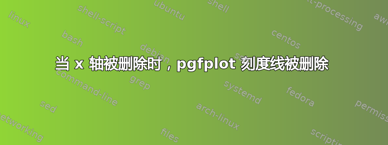 当 x 轴被删除时，pgfplot 刻度线被删除