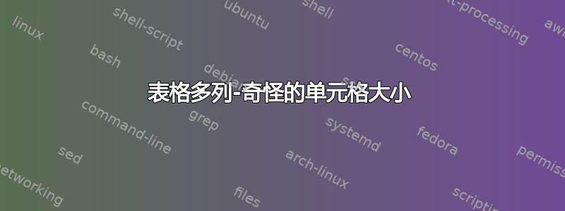 表格多列-奇怪的单元格大小