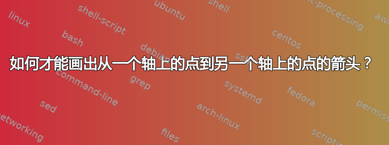 如何才能画出从一个轴上的点到另一个轴上的点的箭头？