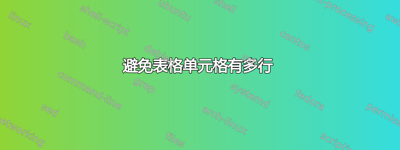 避免表格单元格有多行