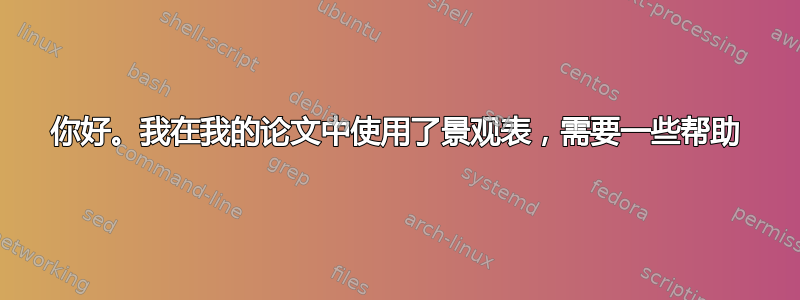 你好。我在我的论文中使用了景观表，需要一些帮助