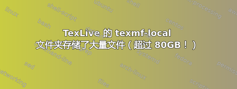 TexLive 的 texmf-local 文件夹存储了大量文件（超过 80GB！）