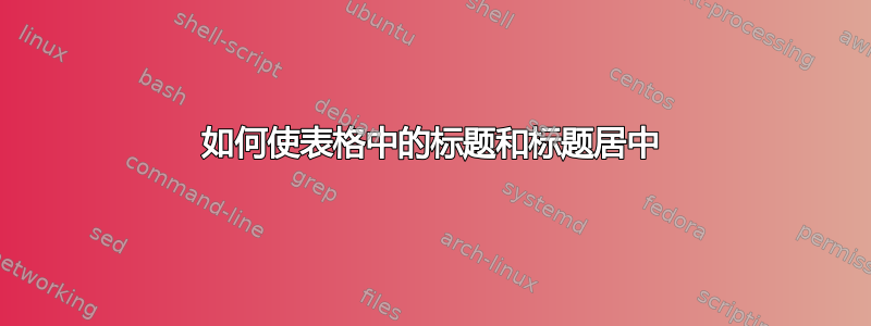 如何使表格中的标题和标题居中