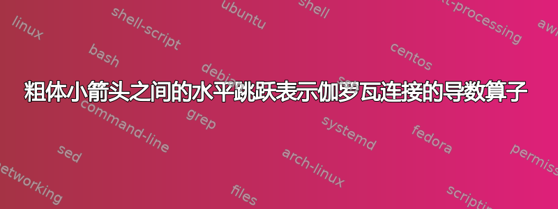 粗体小箭头之间的水平跳跃表示伽罗瓦连接的导数算子