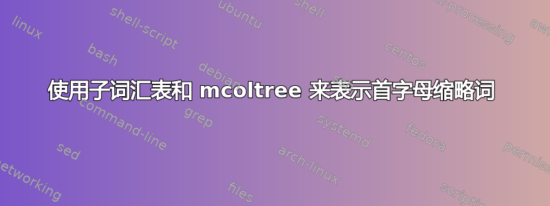 使用子词汇表和 mcoltree 来表示首字母缩略词