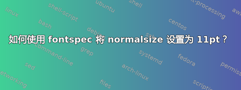 如何使用 fontspec 将 normalsize 设置为 11pt？