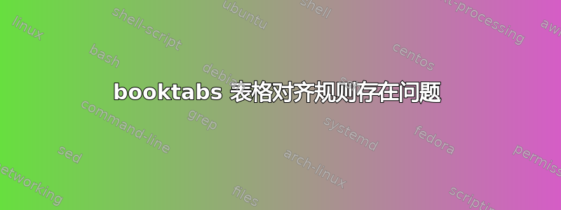 booktabs 表格对齐规则存在问题