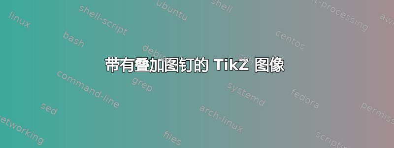 带有叠加图钉的 TikZ 图像