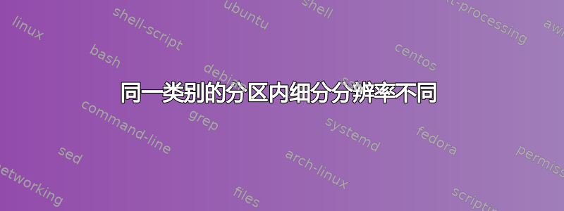 同一类别的分区内细分分辨率不同