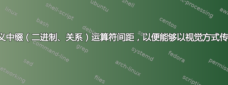 如何重新定义中缀（二进制、关系）运算符间距，以便能够以视觉方式传达优先级？