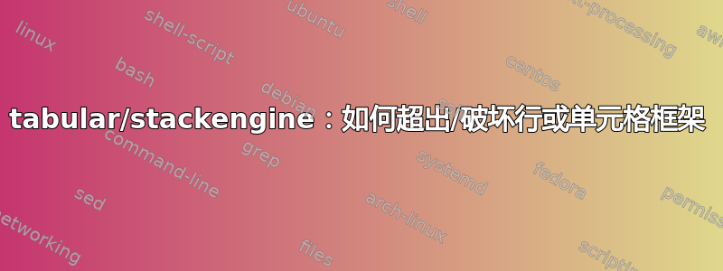 tabular/stackengine：如何超出/破坏行或单元格框架