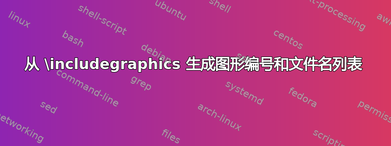 从 \includegraphics 生成图形编号和文件名列表