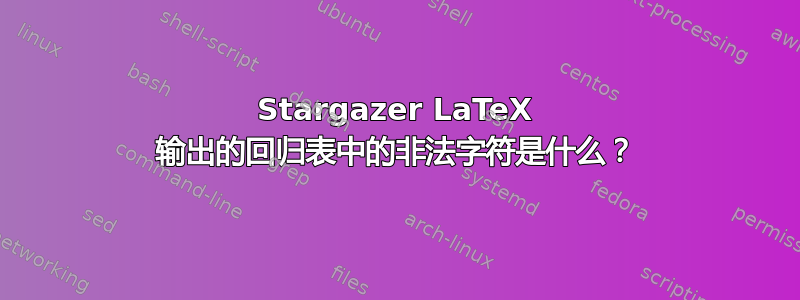 Stargazer LaTeX 输出的回归表中的非法字符是什么？