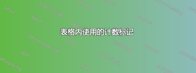 表格内使用的计数标记