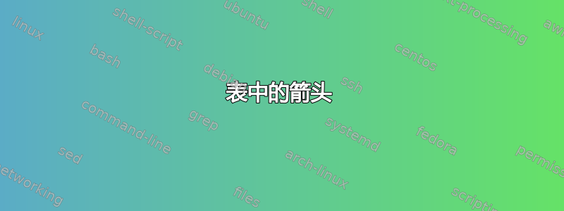 表中的箭头