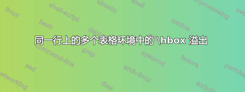 同一行上的多个表格环境中的 \hbox 溢出