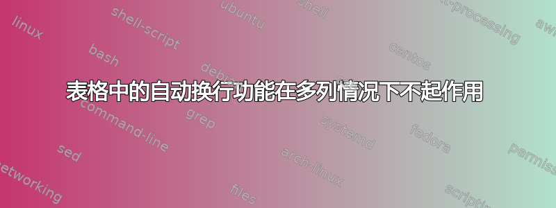 表格中的自动换行功能在多列情况下不起作用