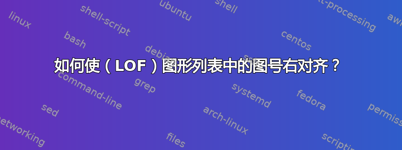 如何使（LOF）图形列表中的图号右对齐？