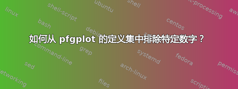 如何从 pfgplot 的定义集中排除特定数字？