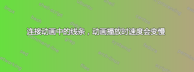 连接动画中的线条，动画播放时速度会变慢