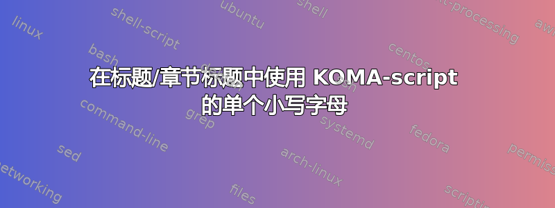 在标题/章节标题中使用 KOMA-script 的单个小写字母