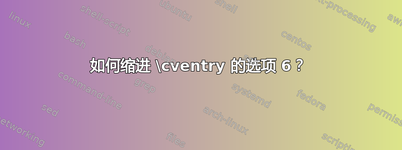 如何缩进 \cventry 的选项 6？