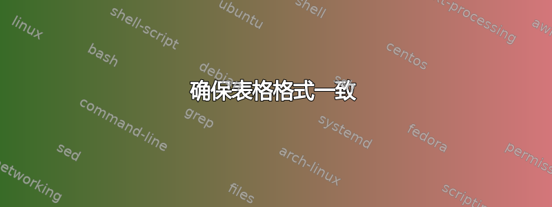 确保表格格式一致