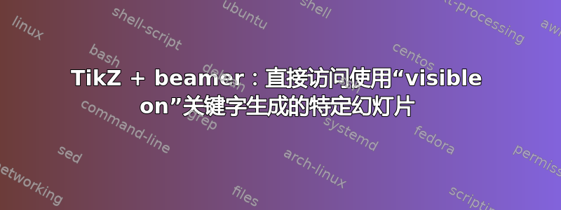 TikZ + beamer：直接访问使用“visible on”关键字生成的特定幻灯片