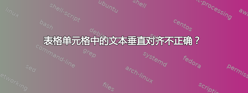 表格单元格中的文本垂直对齐不正确？