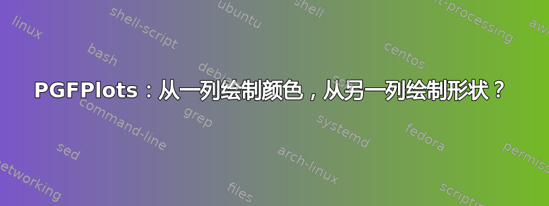 PGFPlots：从一列绘制颜色，从另一列绘制形状？