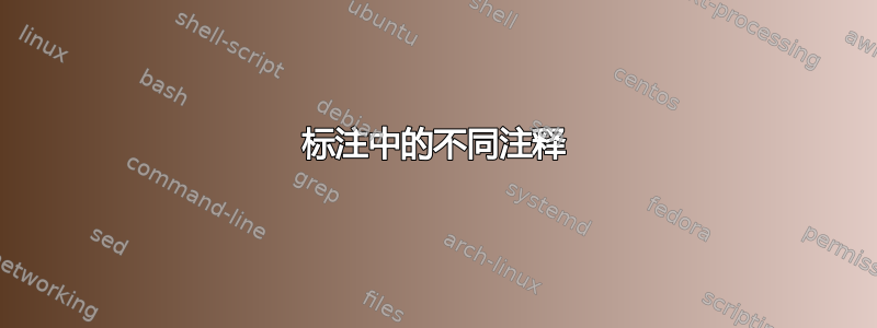 标注中的不同注释