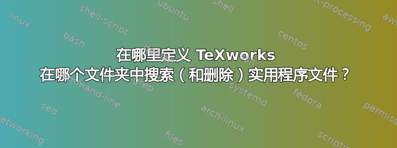 在哪里定义 TeXworks 在哪个文件夹中搜索（和删除）实用程序文件？