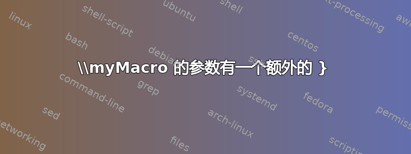 \\myMacro 的参数有一个额外的 }