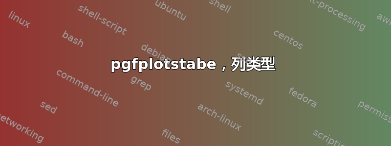 pgfplotstabe，列类型