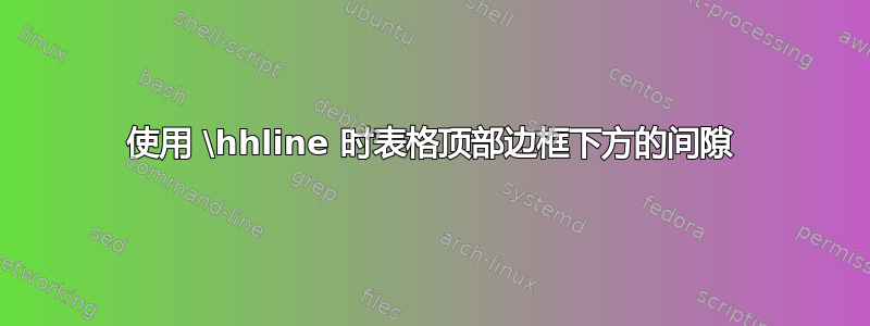 使用 \hhline 时表格顶部边框下方的间隙