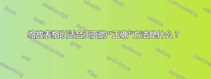 缩放表格以适合页面的“正确”方法是什么？