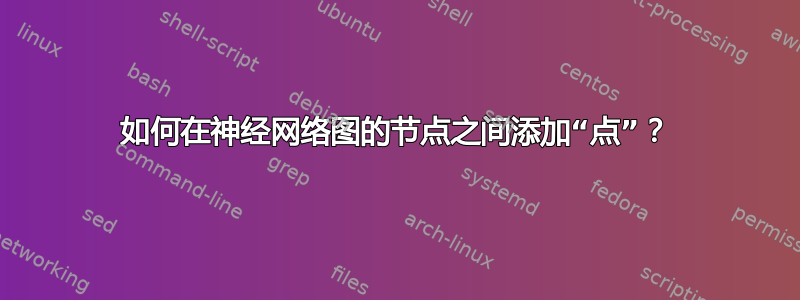 如何在神经网络图的节点之间添加“点”？