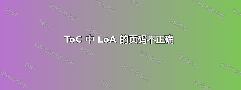 ToC 中 LoA 的页码不正确